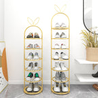 SOGA 2X 7 Tier Bunny Ears Gold Plated Metal Shoe Organizer Space Saving Portable Footwear Storage Shelf