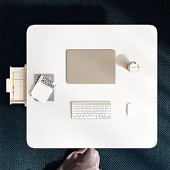 SOGA 2X White Portable Floor Table Small Square Space-Saving Mini Desk Home Decor
