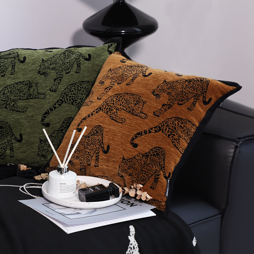 SOGA 2X 45cm Throw Pillow Dark Brown Leopard Square Retro Decorative Cushion for Living Room