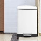 SOGA Foot Pedal Stainless Steel Rubbish Recycling Garbage Waste Trash Bin Rectangular Shape 12L White