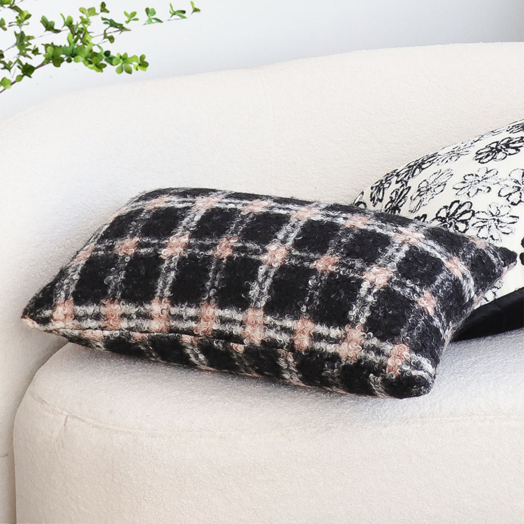 SOGA 2X 35cm Modern Plaid Pattern Blush Pink Gray Decorative Throw Pillow