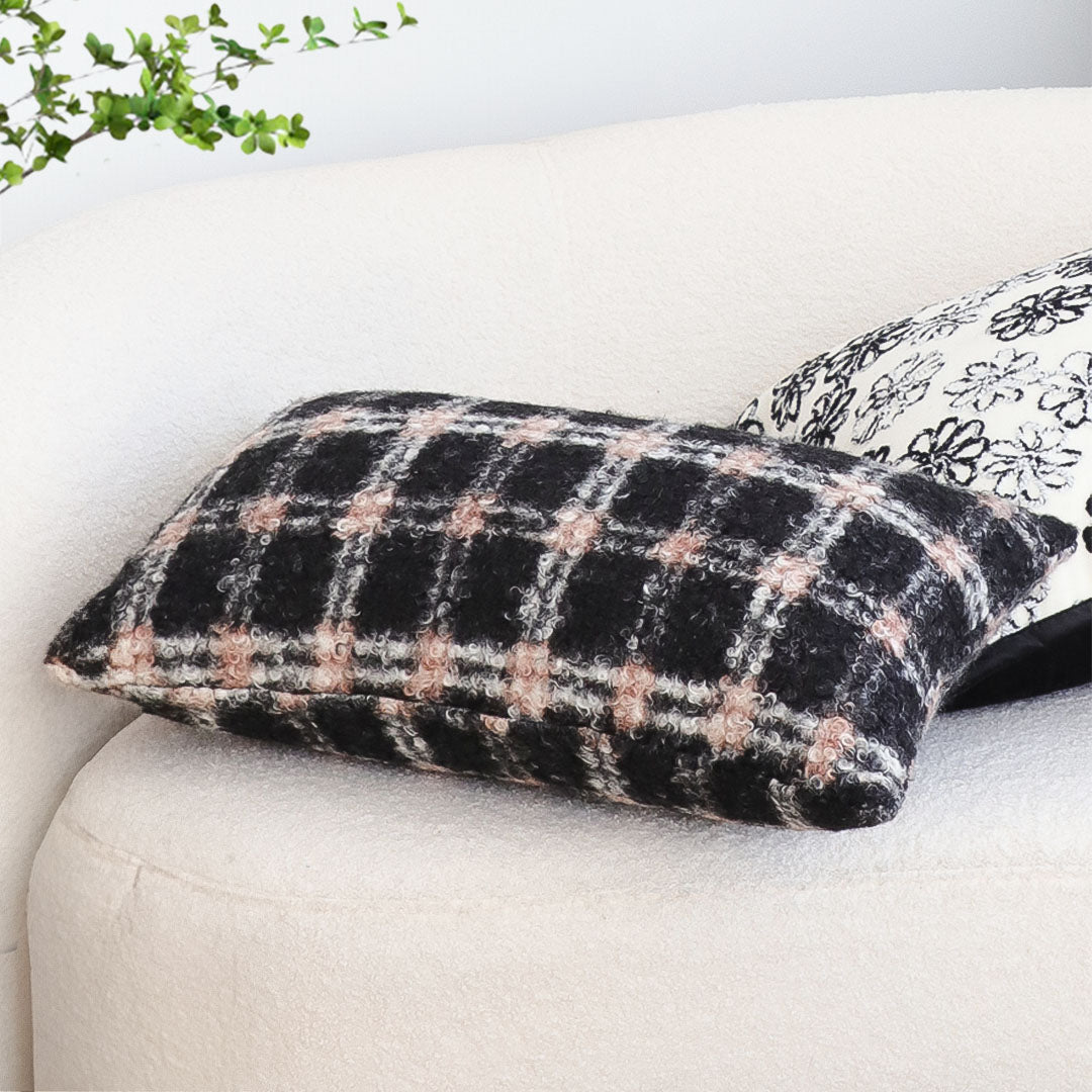 SOGA 2X 35cm Modern Plaid Pattern Blush Pink Gray Decorative Throw Pillow