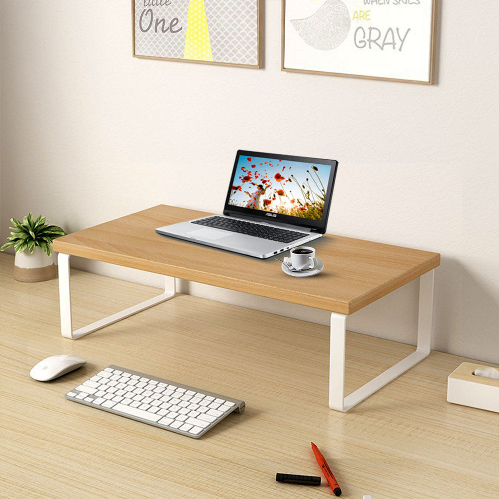 SOGA 50cm Wood Computer Monitor Elevated Stand Desktop Support Station ...