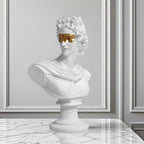 SOGA 40cm White Classical Bust Resin Sculpture with Gold Eye Mask