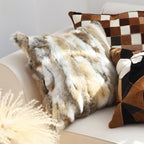 SOGA 2X 45cm Throw Pillow Coffee Rabbit Fur Square Warm Cozy Decorative Cushion Home Decor