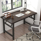 SOGA 120x60  Walnut Foldable Computer Study Table Easy Assembly Desk No Chair