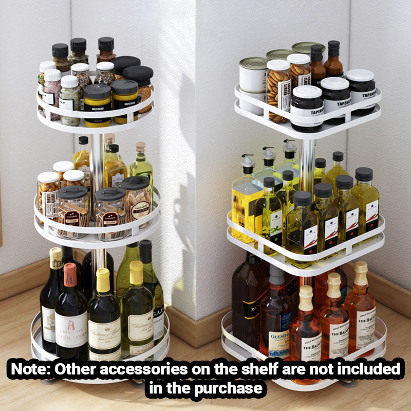SOGA 2X 3 Tier Steel White Square Rotating Multi-Function Kitchen Portable Storage Spice Seasoning Kitchen Countertop Organiser Shelf