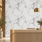 SOGA Peel & Stick Floor and Wall Tiles 60 x 60cm 10 Pack White Grey Faux Marble