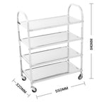 SOGA 4 Tier Stainless Steel Kitchen Dinning Food Cart Trolley Utility Size Square Medium