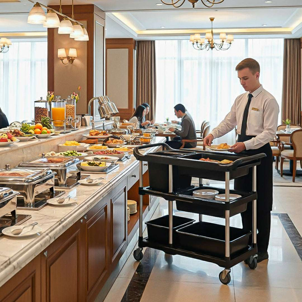 SOGA Black 3-Tier Kitchen Utility Trolley Cart with 5 Buckets $ 288