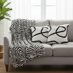 SOGA Home & Living Bundle – 2 White Letter Pillows & Black & White Zebra Throw