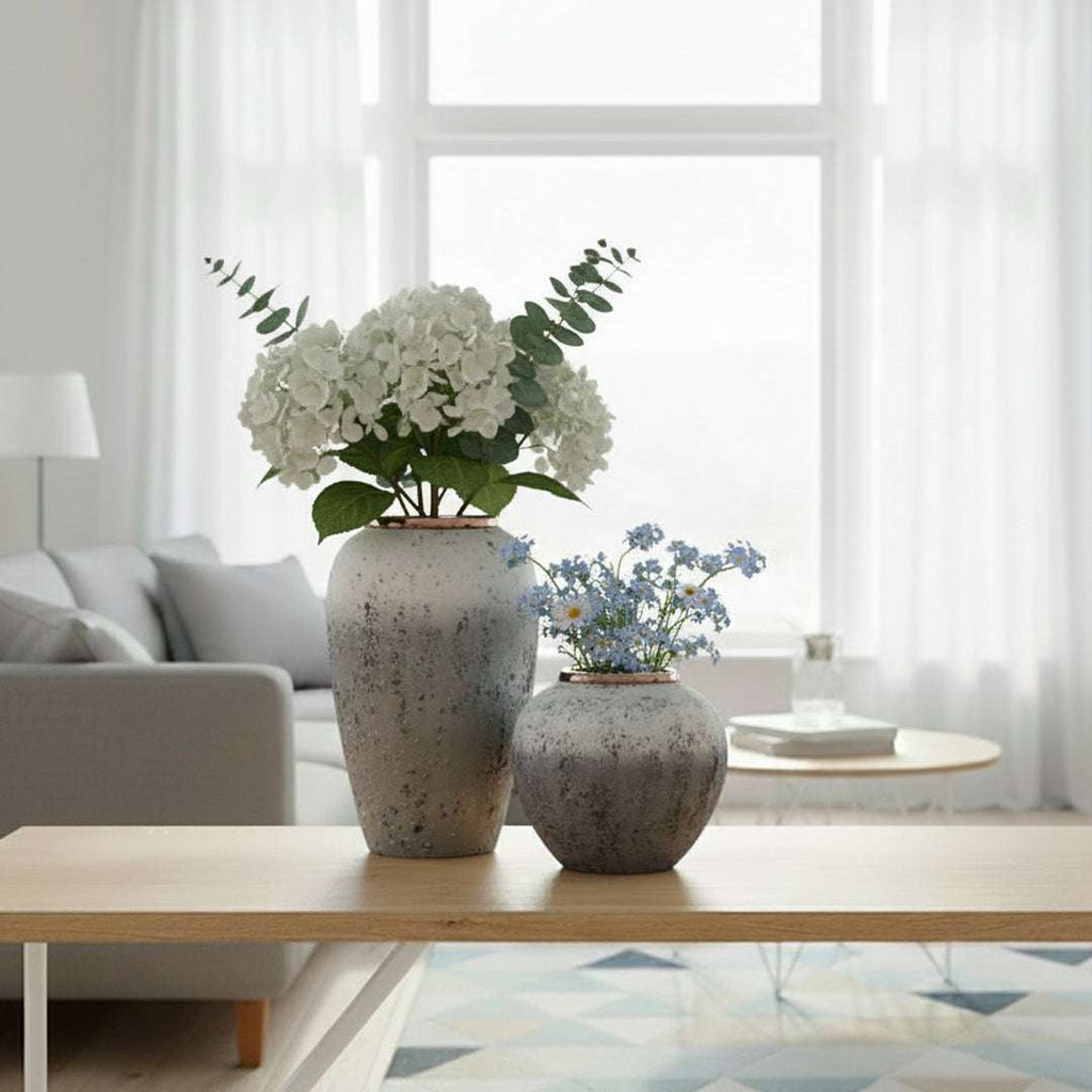 SOGA Home & Living Bundle – White & Grey Ceramic Flower Vases for Elegant Living Room Decor $ 161