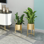 SOGA 2X 45CM Gold Metal Plant Stand with Flower Pot Holder Corner Shelving Rack Indoor Display