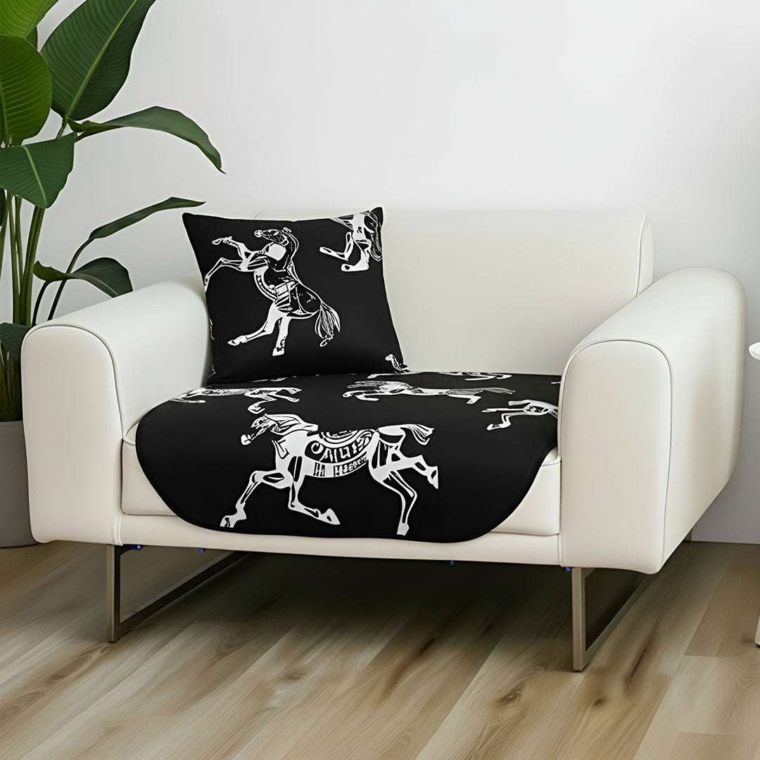 SOGA One-Seater Black Horse Print 90x90cm Throw Blanket Sofa Cover $ 91