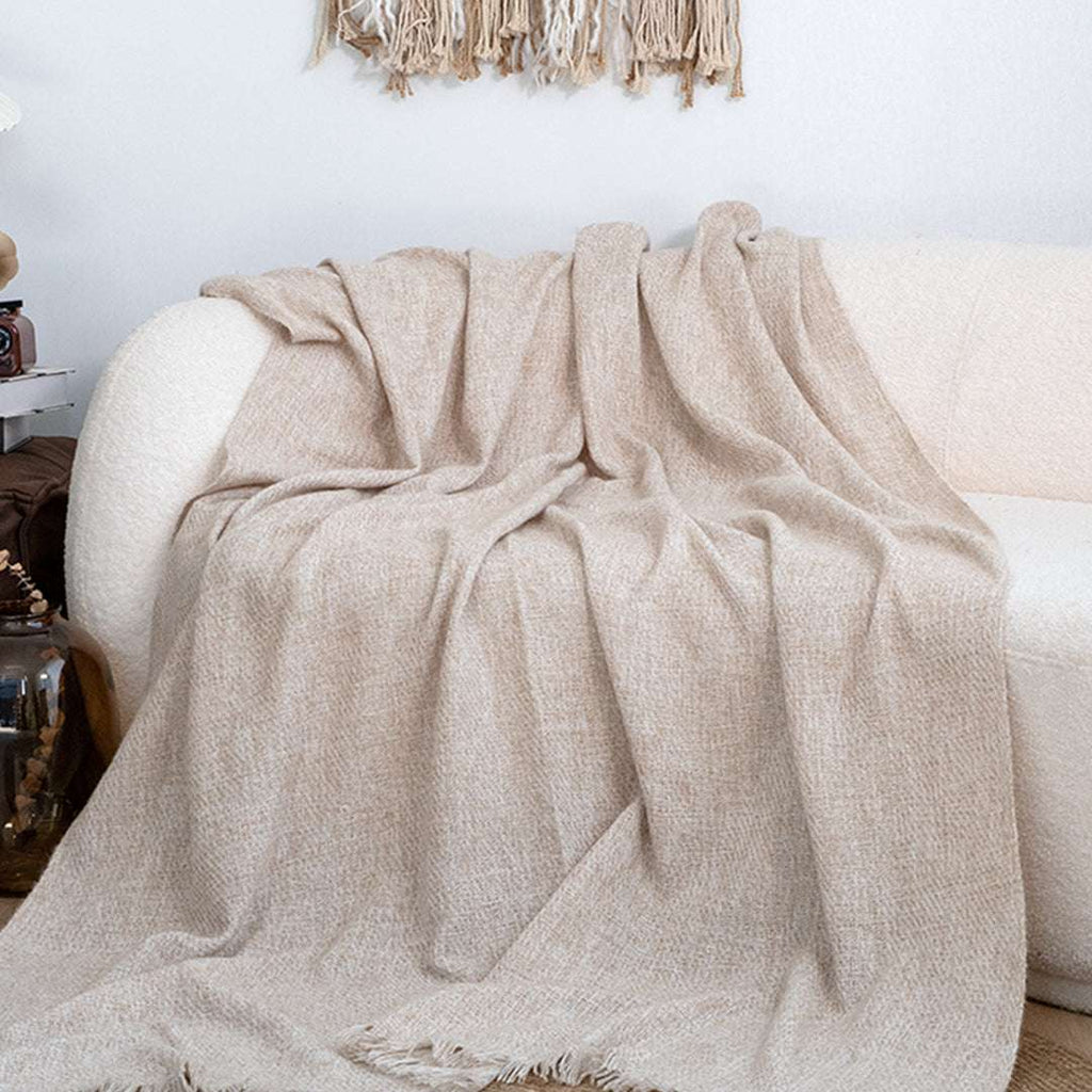 SOGA 130x190cm Earth Tone Blanket – Houndstooth Tassel Throw $ 88