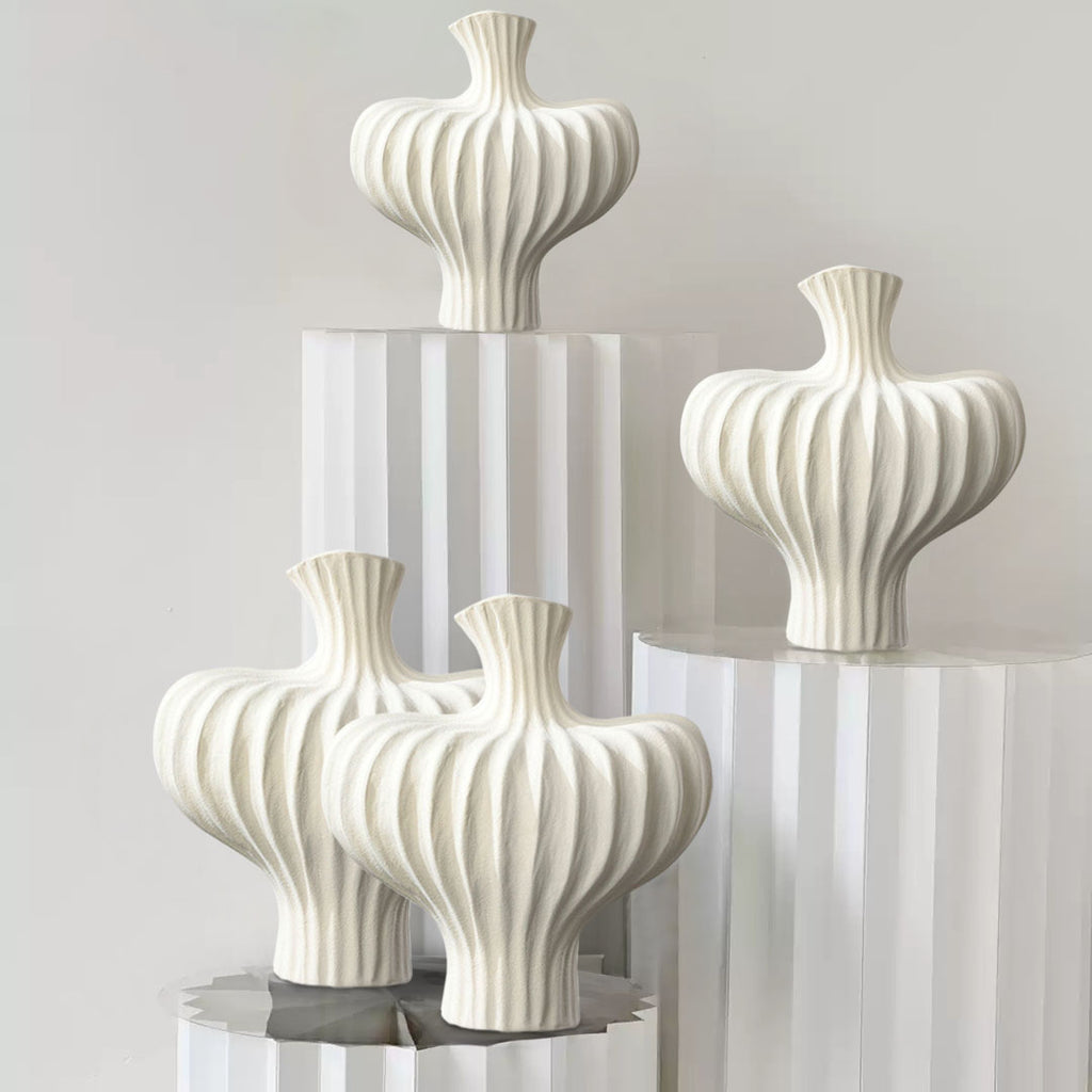 SOGA 28X30cm Ornament Large Matte White Vases Countertop Decoration Accessories Porch Crafts Home Decor