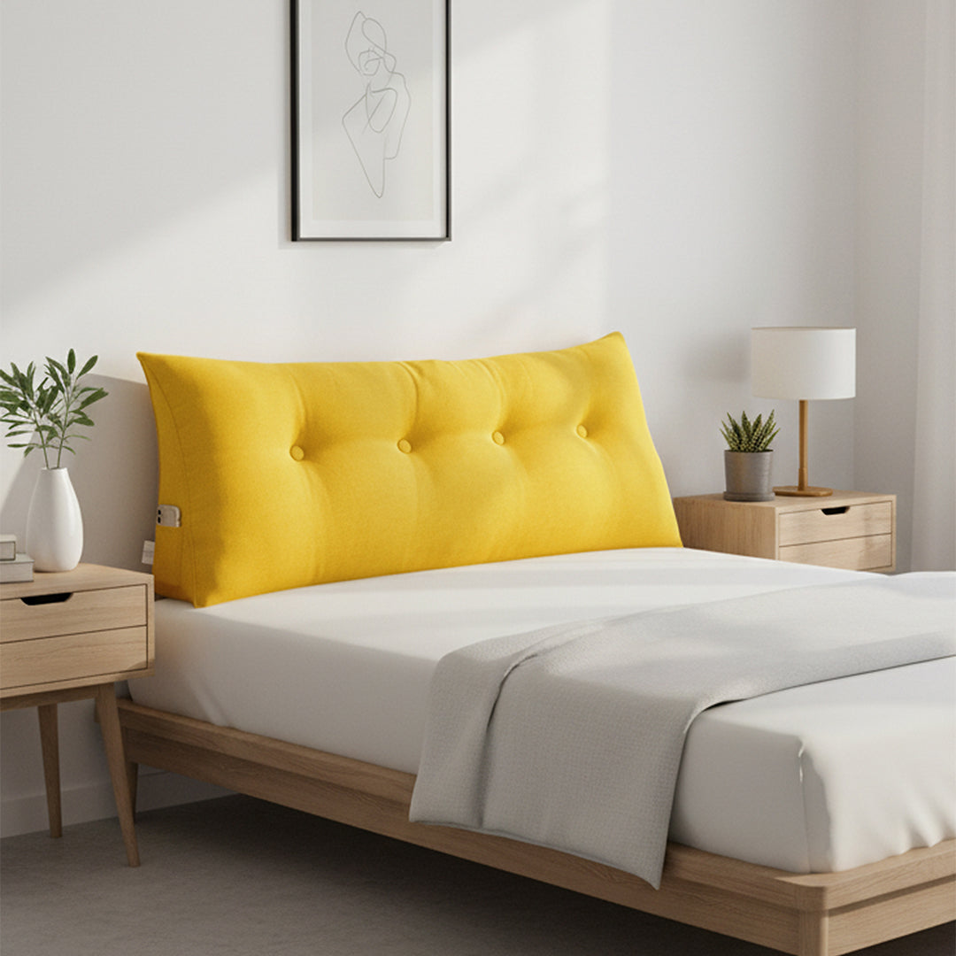 SOGA 2X 120cm Yellow Triangular Wedge Bed Pillow Headboard Backrest Bedside Tatami Cushion Home Decor