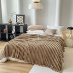 SOGA 2x230cm Warm & Cozy Flannel Polyester Throw Blanket Light Brown
