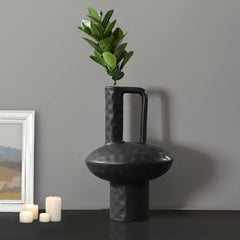 SOGA 2X 20x30cm Ornament Contemporary Black Ceramic Vase Decorative for Minimalist and Elegant Home Decor