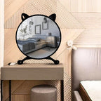 SOGA 2X 30cm Black Smart Makeup Bedroom Table Mirror Cat Ear Style No LED Light