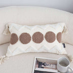 SOGA Boho Tufted Cushion 30x50cm Tassel White Brown Circle Decorative Throw Pillow $ 72