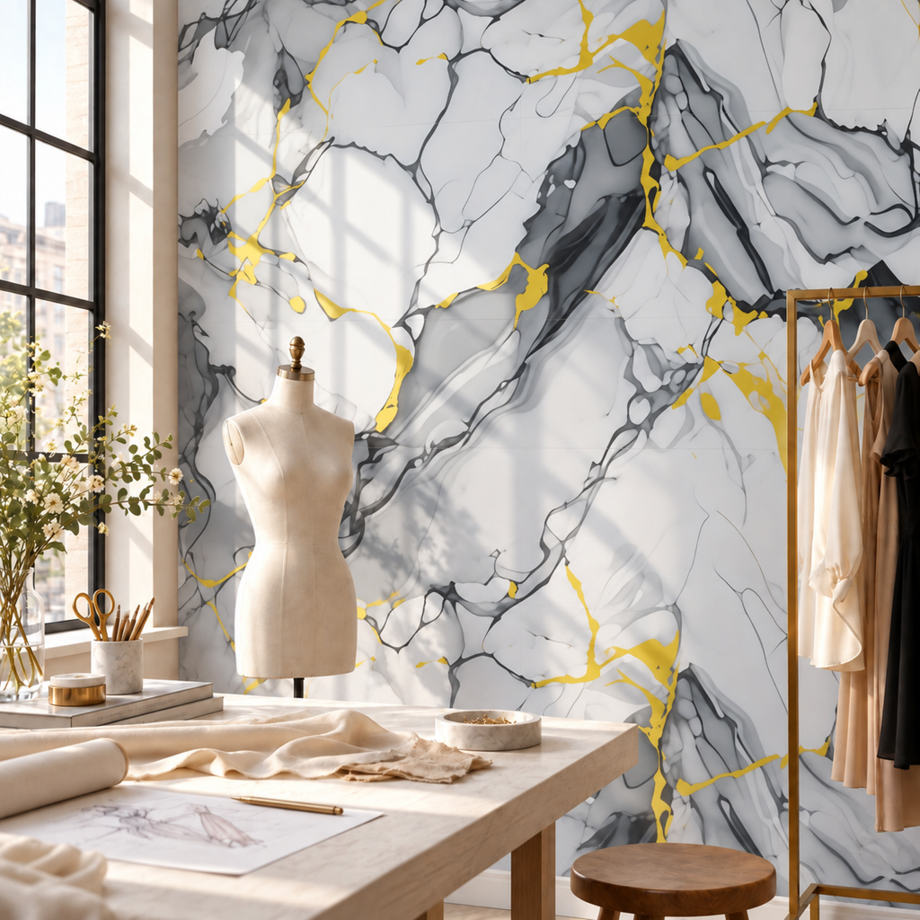 SOGA Peel & Stick Floor and Wall Tiles 60 x 60cm 10 Pack Blue Agate Faux Marble