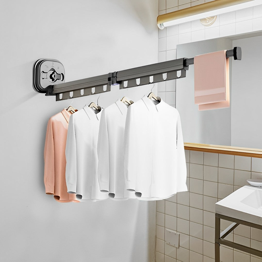 SOGA 93.2cm Suction-Mounted Retractable Clothing Drying Rack Foldable Hanger