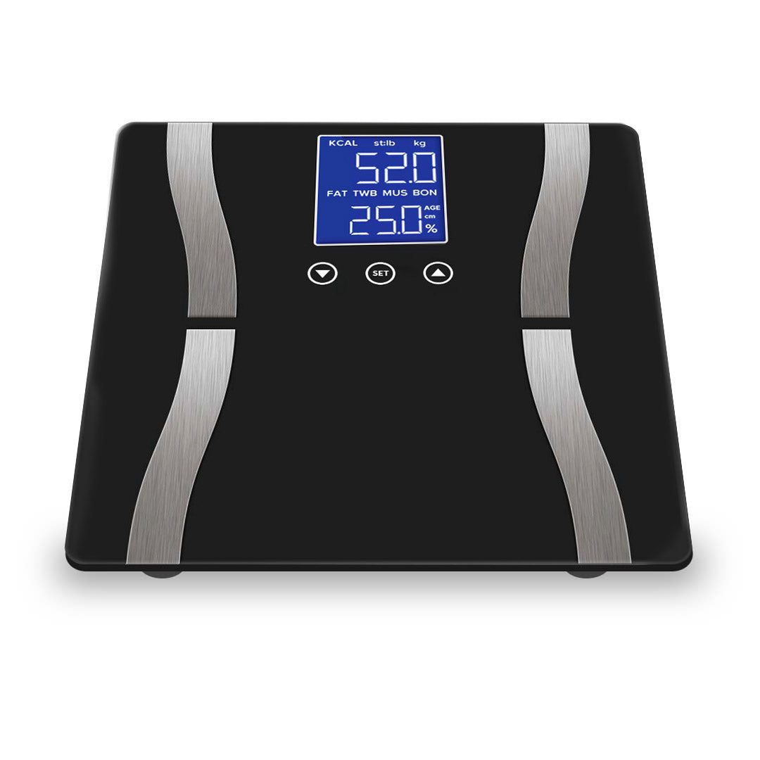 SOGA 2X Glass LCD Digital Body Fat Scale Bathroom Electronic Gym Water Weighing Scales Black