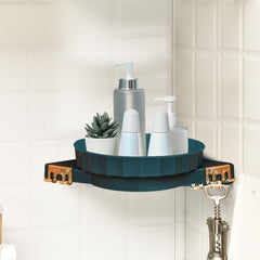 SOGA 2X Green 360 Degree Wall-Mounted Rotating Bathroom Organiser Corner Vanity Rack Toilet Adhesive Storage Shelf