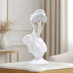 SOGA 40cm White Resin Bust – Gold Striped Mask Sculpture