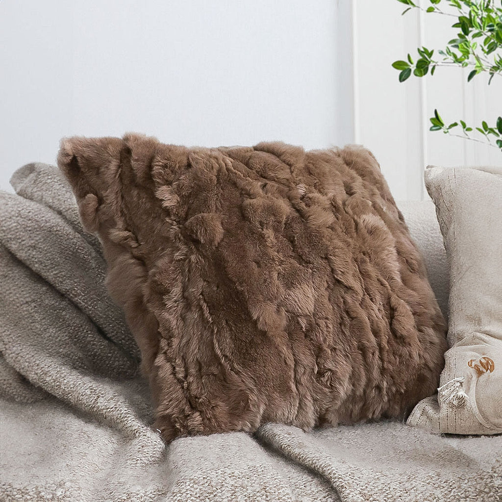 SOGA 2X 50cm Luxurious Taupe Faux Fur Plush Textured Throw Pillow