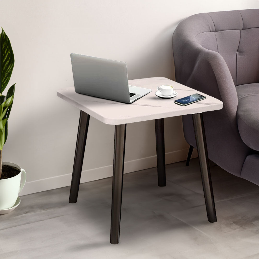 SOGA 40cm White Ceramic Table Stone Pattern Compact Modern Design with Black Legs