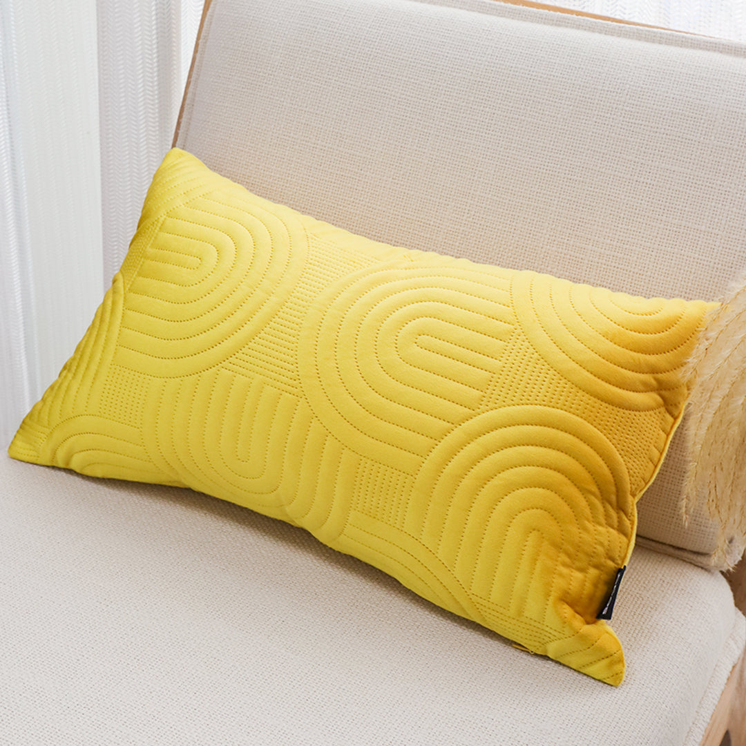 SOGA 30cm Yellow Textured Geometric Pattern Decorative Throw Pillow