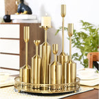 SOGA 6pcs Gold Iron Taper Luxury Candlestick Candle Holder Stand Pillar