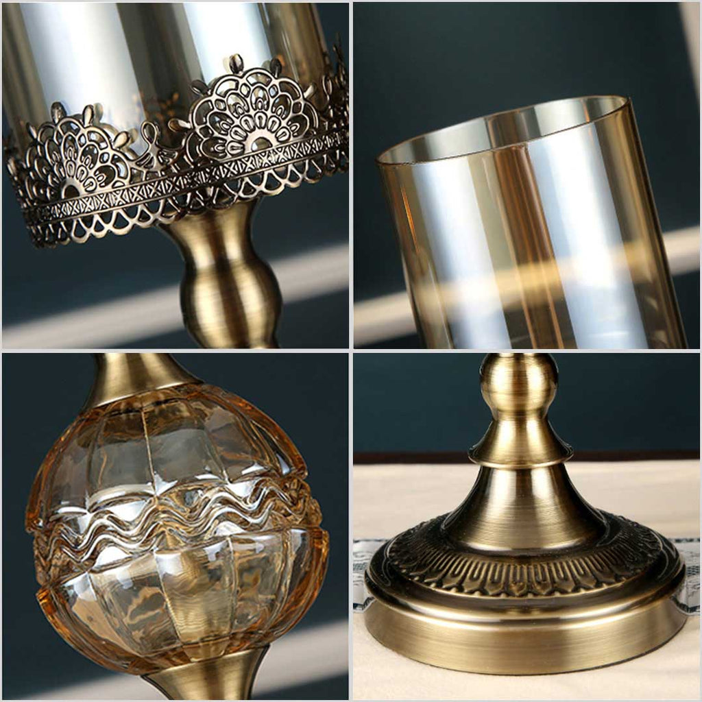 SOGA 2X 47cm Glass Candle Holder Candle Stand Glass/Metal