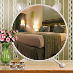 SOGA 40cm White Smart Makeup Bedroom Table Mirror Cat Ear Style No LED Light