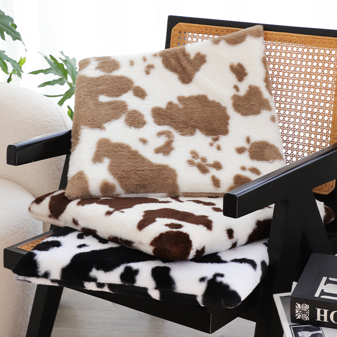 SOGA 2X 45cm Brown Cow Print Square Cushion Soft Leaning Plush Backrest Throw Seat Pillow