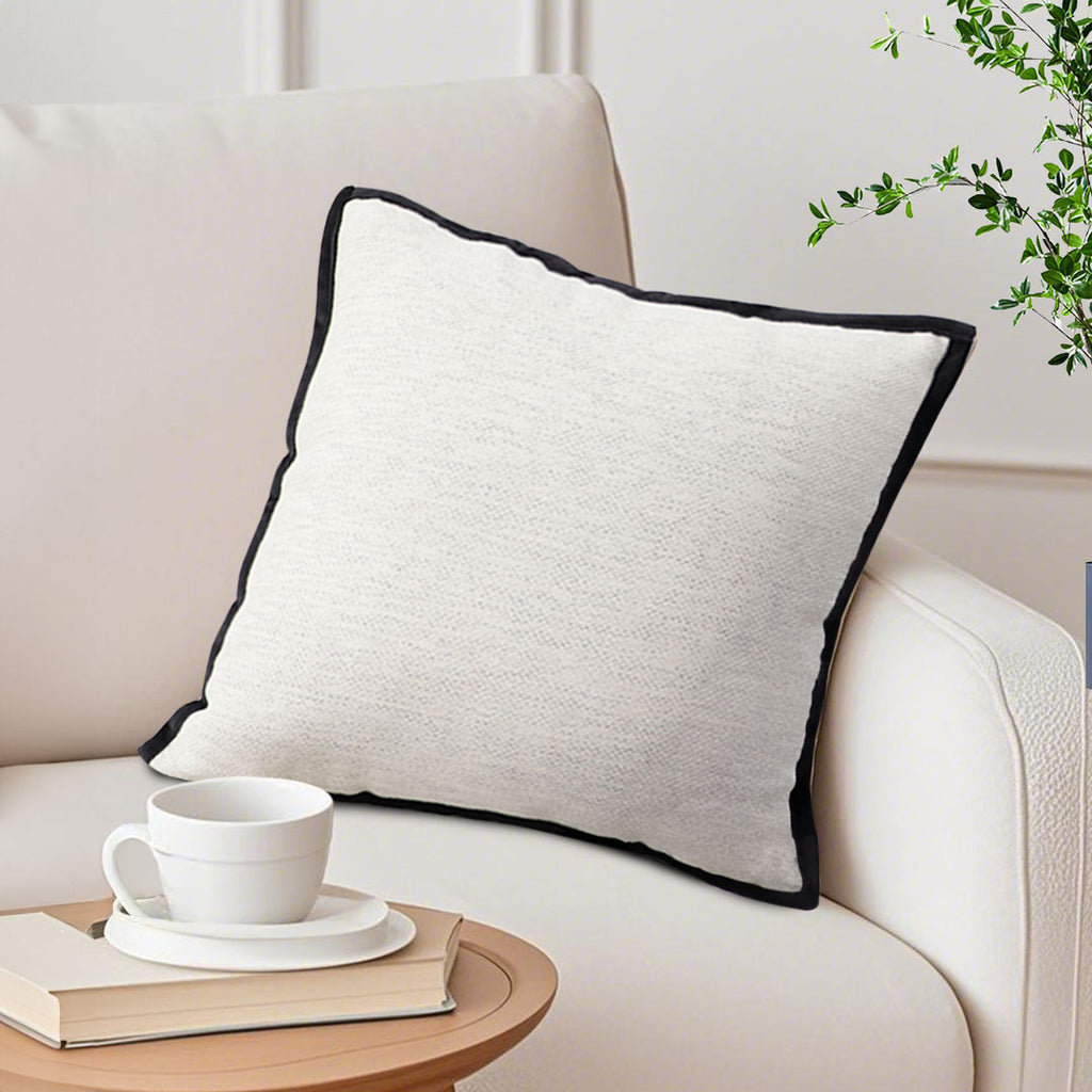 SOGA 2X 50cm Classic Natural Linen Black Piped Edge Decorative Throw Pillow