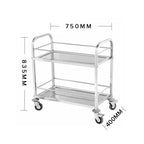 SOGA 2X 2 Tier 75x40x84cm Stainless Steel Drink Wine Food Utility Cart Small