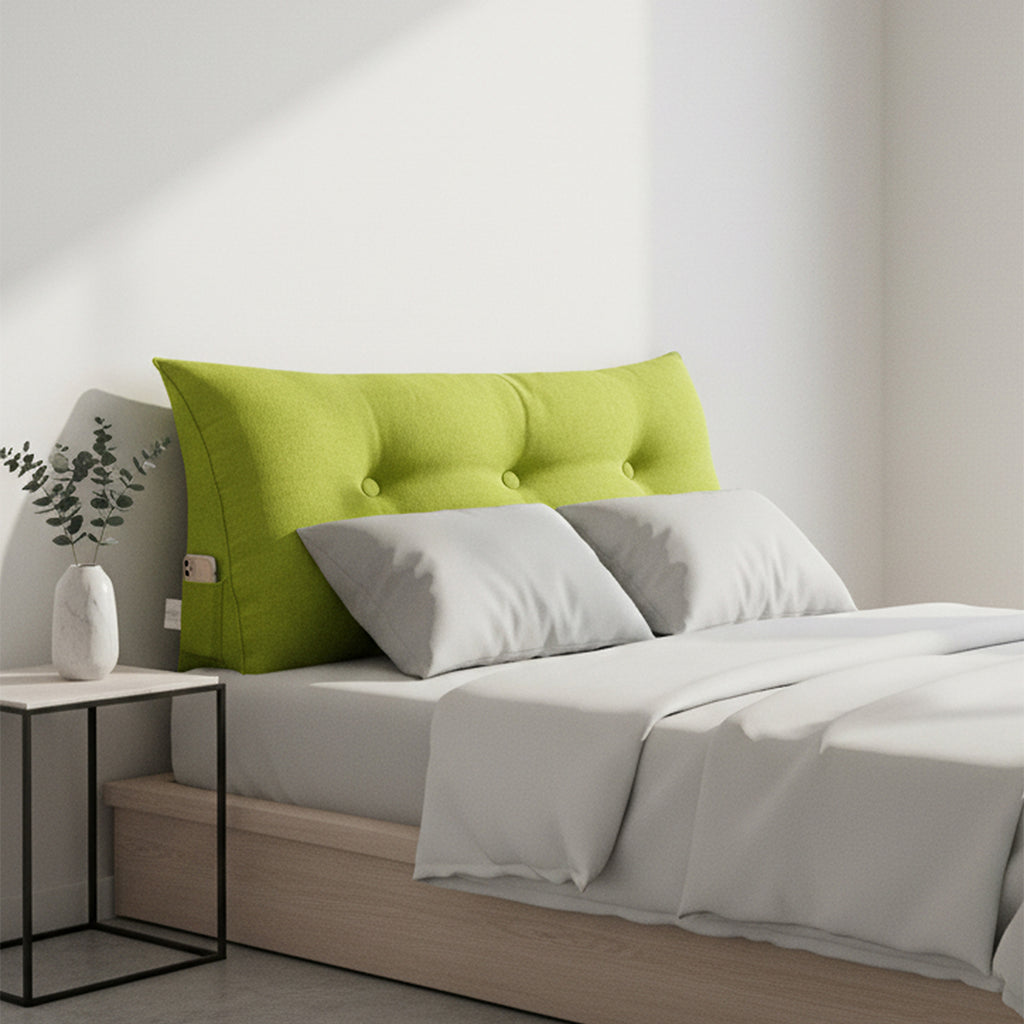 SOGA 100cm Green Triangular Wedge Bed Pillow Headboard Backrest Bedside Tatami Cushion Home Decor