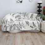 SOGA One-seater White Sofa Cover Leaf Print 130x180cm Polyester