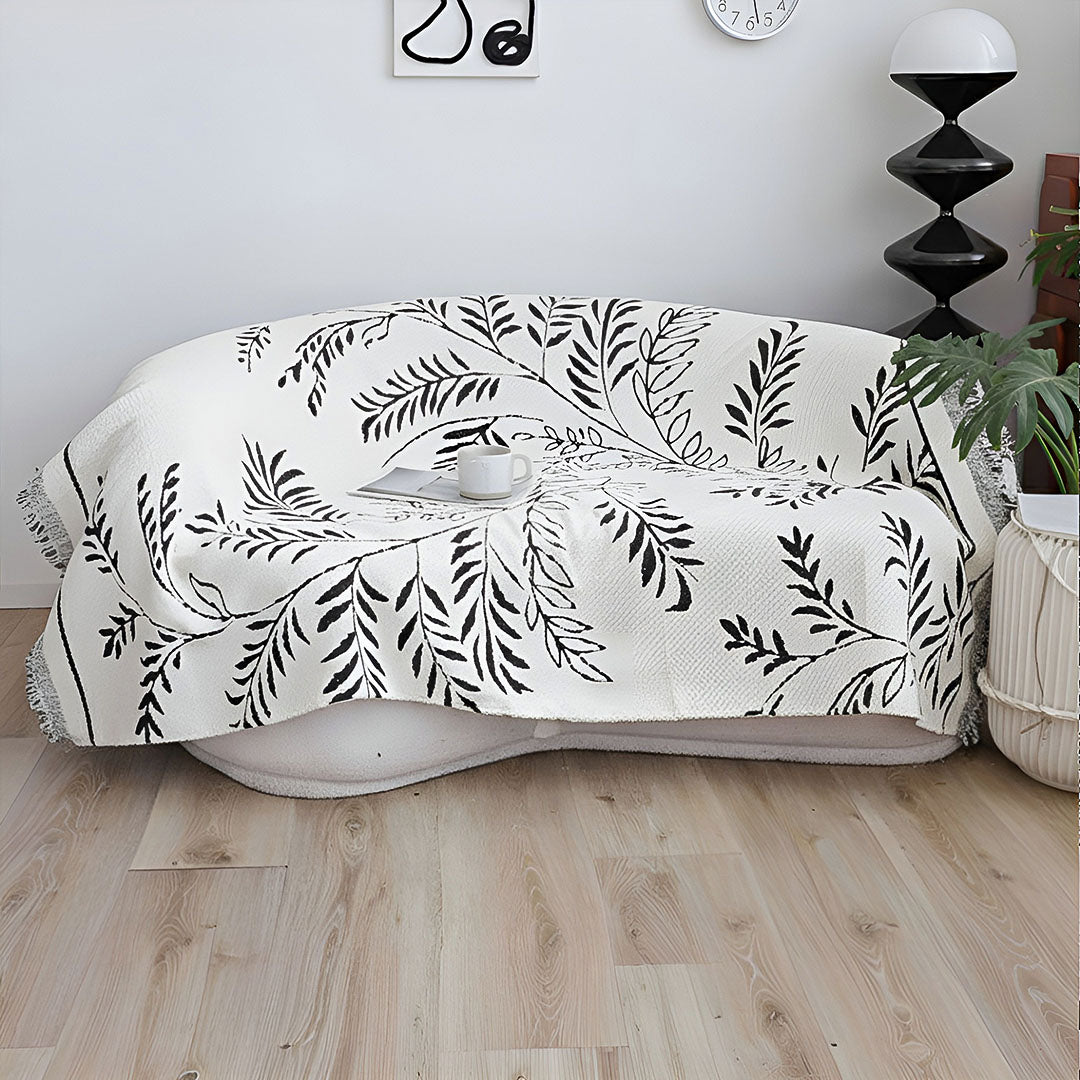 SOGA One-seater White Sofa Cover Leaf Print 130x180cm Polyester
