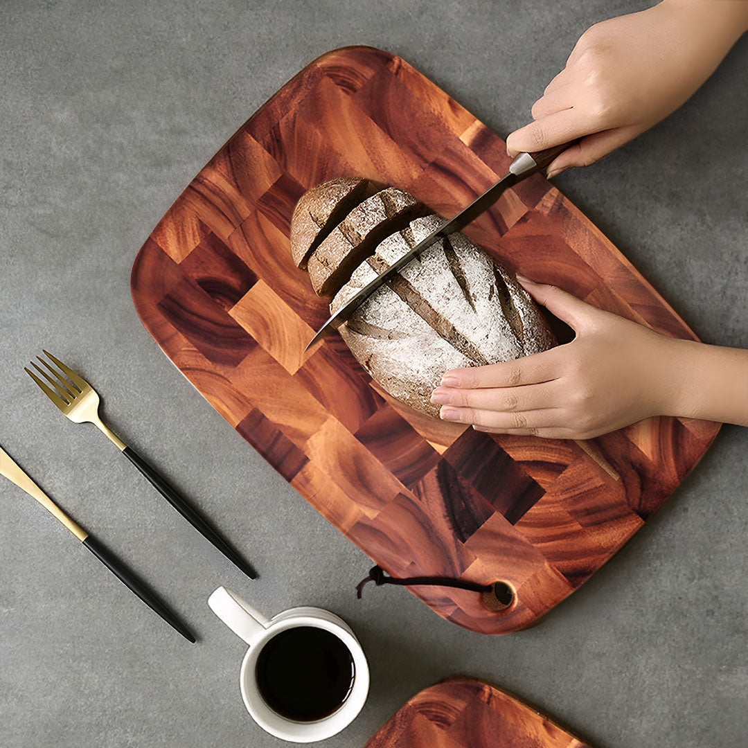 SOGA 32cm Premium End Grain Wooden Acacia Cutting Board Food Prep Kitchen