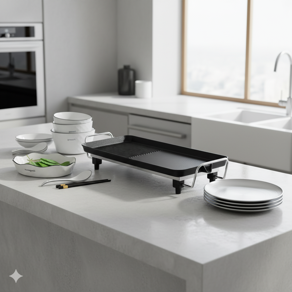 SOGA Kitchenware Bundle – Electric BBQ Teppanyaki Grill, Diamond Ceramic Dinnerware & Silver Grilling Plate