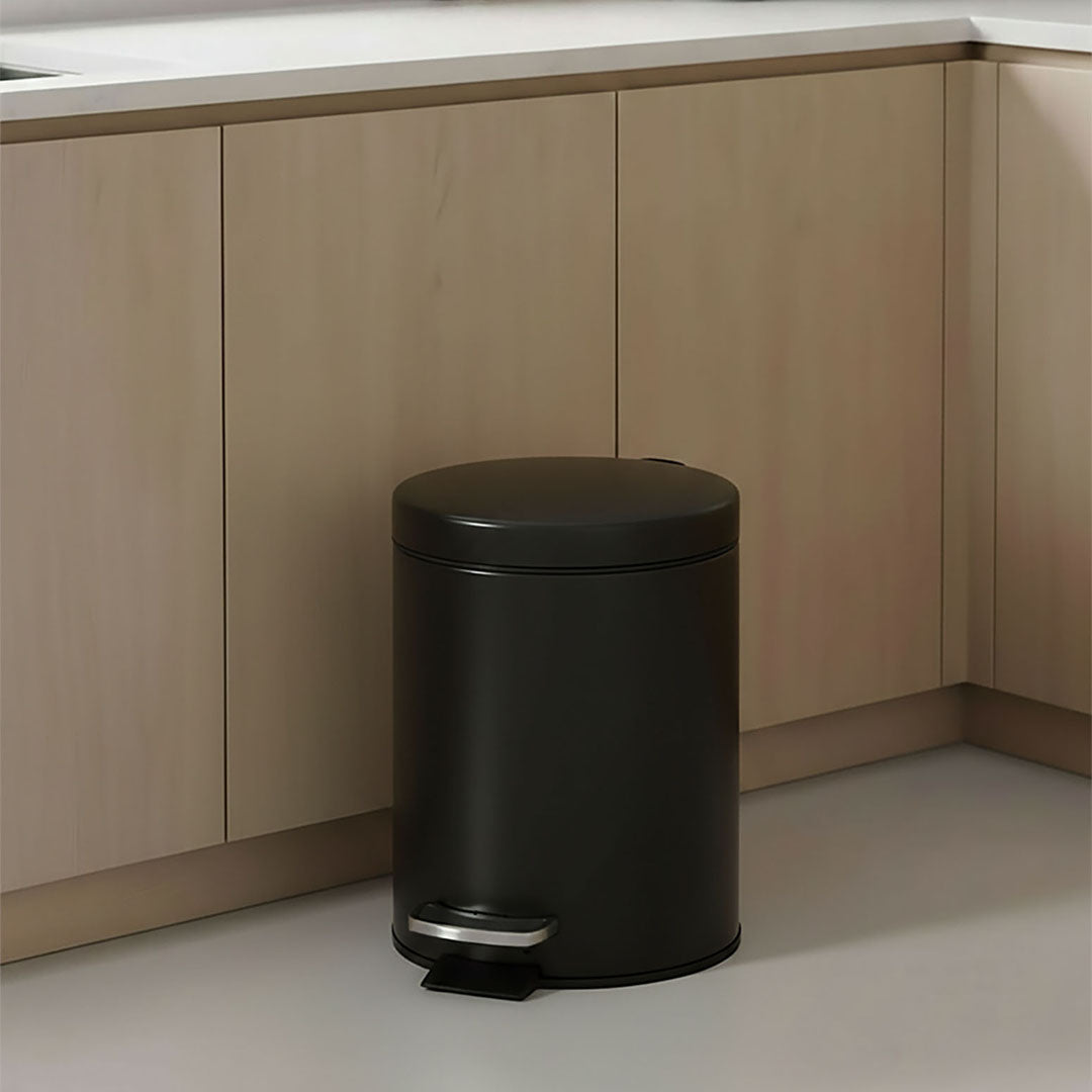 SOGA 4X Foot Pedal Stainless Steel Rubbish Recycling Garbage Waste Trash Bin Round 12L Black