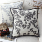 SOGA 45cm Throw Pillow Black and White Wide Border with Branch and Pine Needle Design Pattern Home Decor