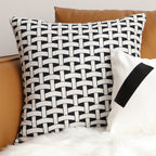 SOGA 2X 50cm Black & White Pattern Throw Pillow Thick Comfort Pro Polyester Fiber Cotton for Home Decor