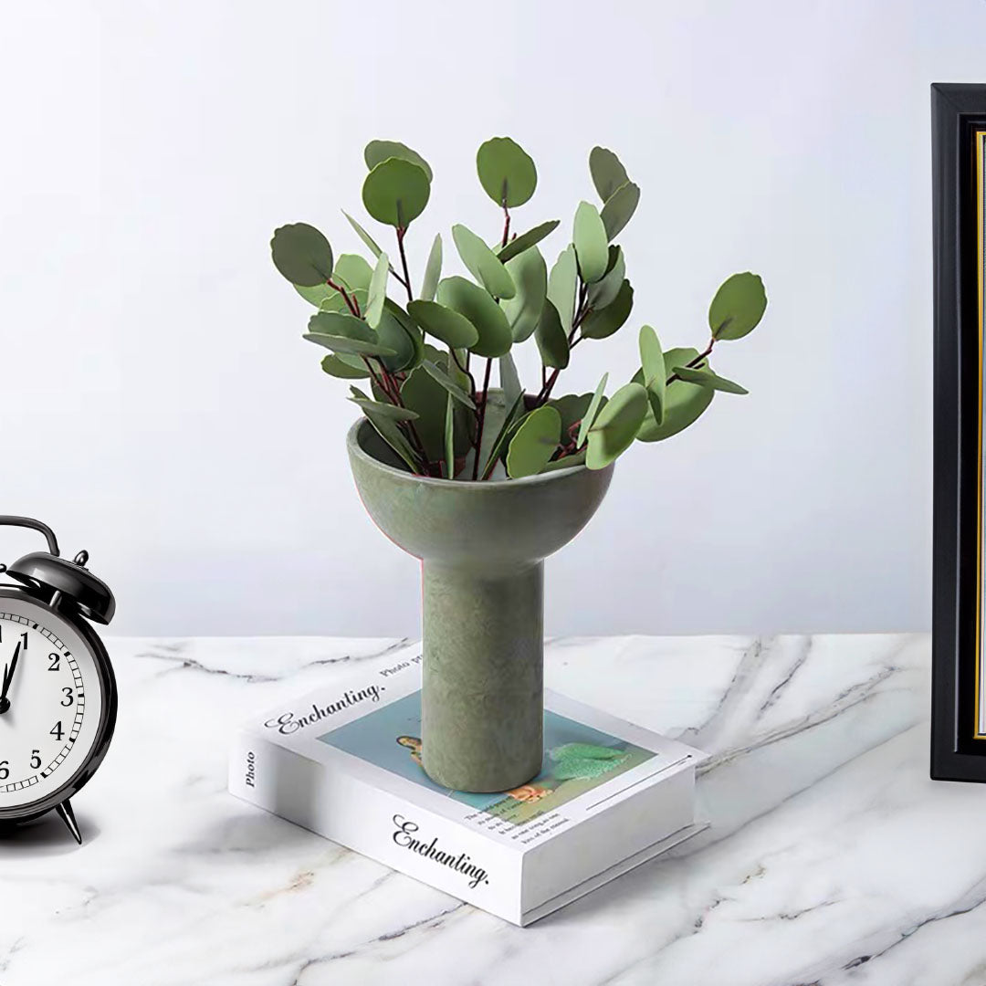 SOGA 15x19.5cm Ornament Gray Minimalist Nordic Ceramic Vase Modern Versatile for Home Decor