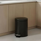SOGA Foot Pedal Stainless Steel Rubbish Recycling Garbage Waste Trash Bin Round 12L Black
