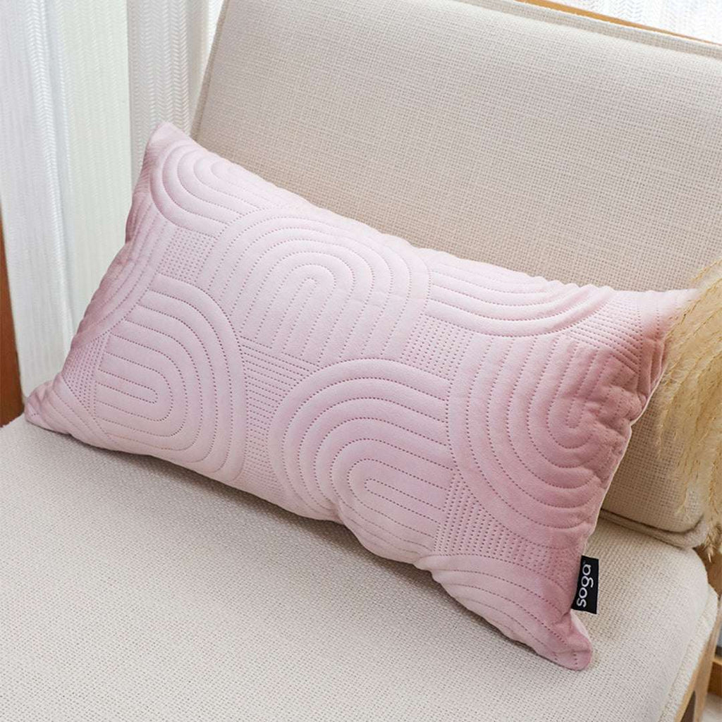 SOGA 2X 30cm Pink Textured Geometric Pattern Decorative Throw Pillow $ 119